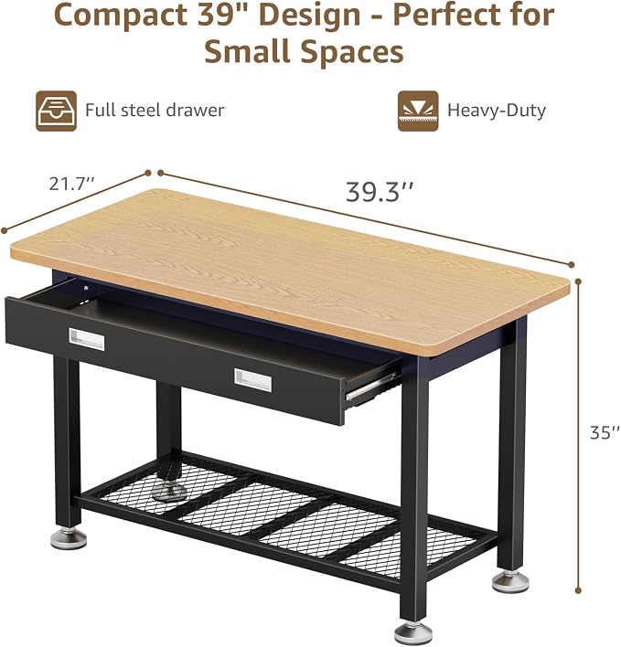 39" Heavy Duty Work Bench With Drawer and Storage - Image 2
