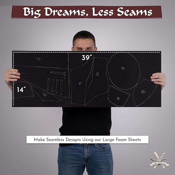 2-Pack EVA Foam Cosplay Bundle - 2 Pack: 8mm Thick (Black) 14" x 39" Sheet - Premium Foam Sheets - Ultra High Density Craft Foam 85 kg/m3 - by The Foamory