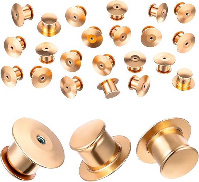 40 Pieces Locking Pin Back Golden Locking Pin Keepers Metal Pins Backs Lockings Metal Keepers Clasp Needle Back Lock Flat Badge Fastener Enamel Lapel Pins Lock and DIY Crafts Without Needle