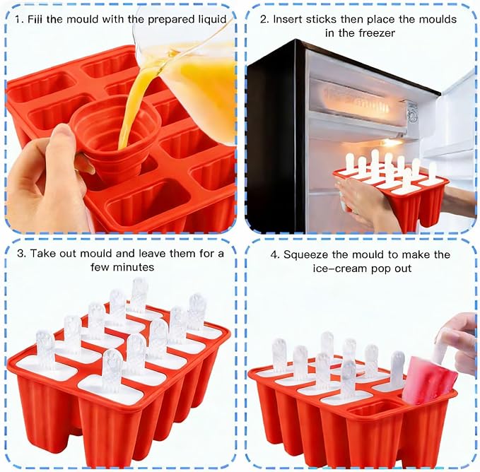Popsicles Molds, 10 Pieces Silicone Ice Pop Molds - Image 7
