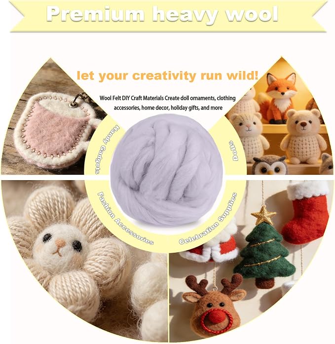 Wool Roving-3.5oz Needle Felting Wool, Soft Multi-Color Wool Fiber, Perfect - Image 3