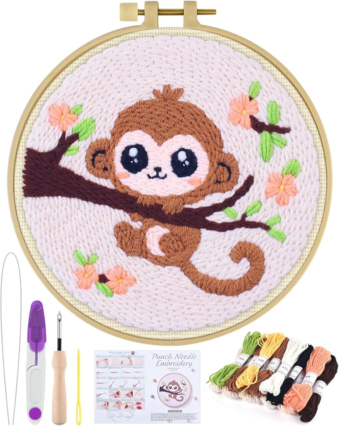 ERKOON Punch Needle Kit for Beginners Adults, DIY Easy Animals Embroidery Set by ERKOON