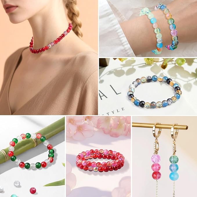 DUQGUHO 8mm Red Beads for Jewelry Making Red Glass Beads for Bracelets Crystal - Image 5