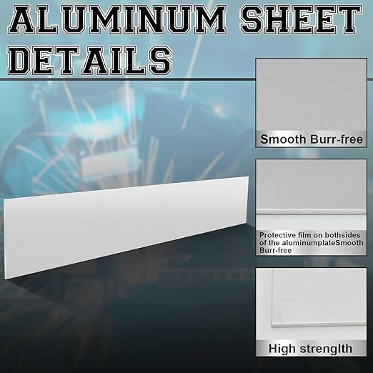 2 Pack 5052 Aluminum Sheet Metal 2" x 12" Aluminum Plate 1/8 (0.125'') Inch Thickness Rectangle Metal Panels for Industry Crafting Handcraft DIY Projects