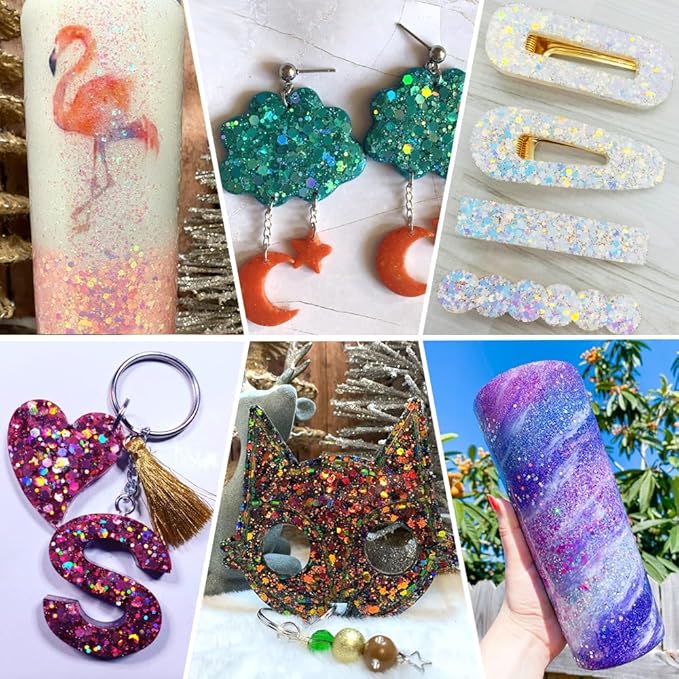 Holographic Chunky Glitter, 5.64oz/160g Extra Fine Glitter Powder Mixed Chunky Flake, Iridescent Sequins Bulk for Nail Art, Crafts Epoxy Resin, Festival Glitter for Party Decor (Dazzling Green)