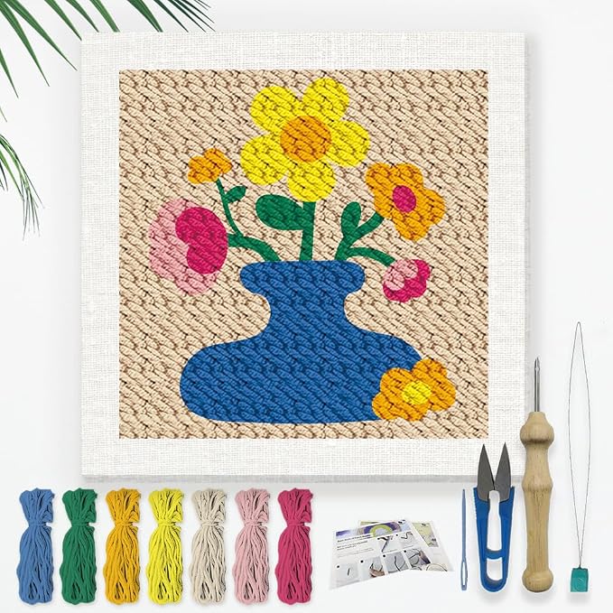 Doodlream Flower Vase DIY Punch Needle Embroidery Kit by Doodlream