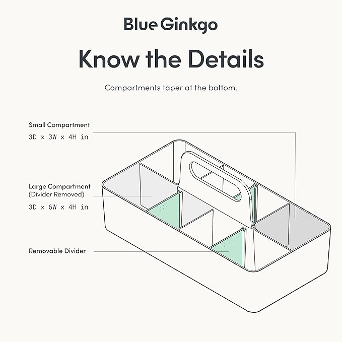 BLUE GINKGO Stackable Organizer Caddy, L-Rectangle, Made in Korea | Portable. - Image 4