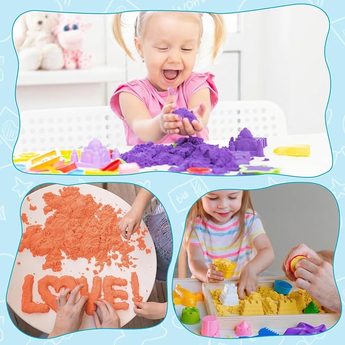 FURWEY 6.6lbs Play Sand, Mixed Packaging of 3-Color Sensory Sand, Suitable - Image 7