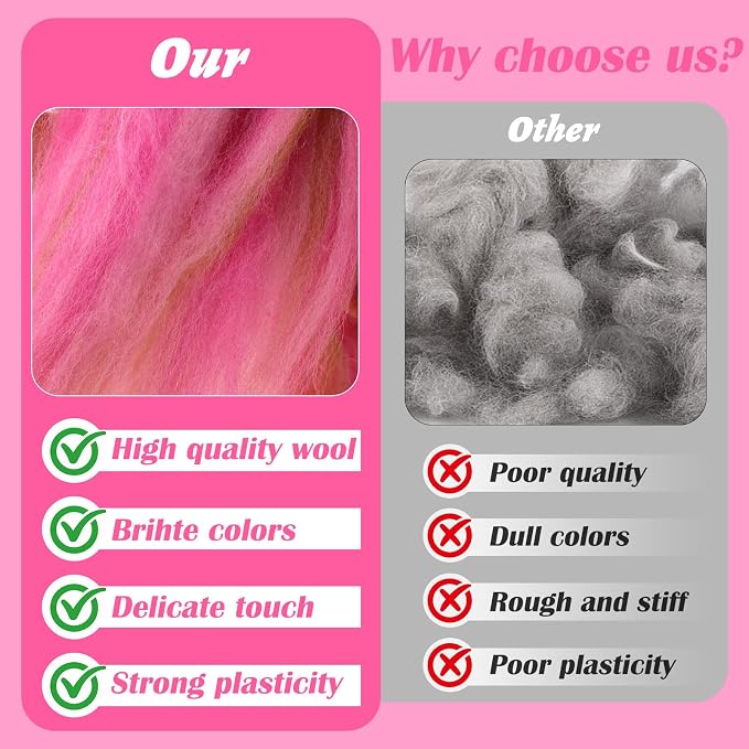 Wool Roving 7.02oz Colored Natural Needle Felting Wool Bulk - Image 4