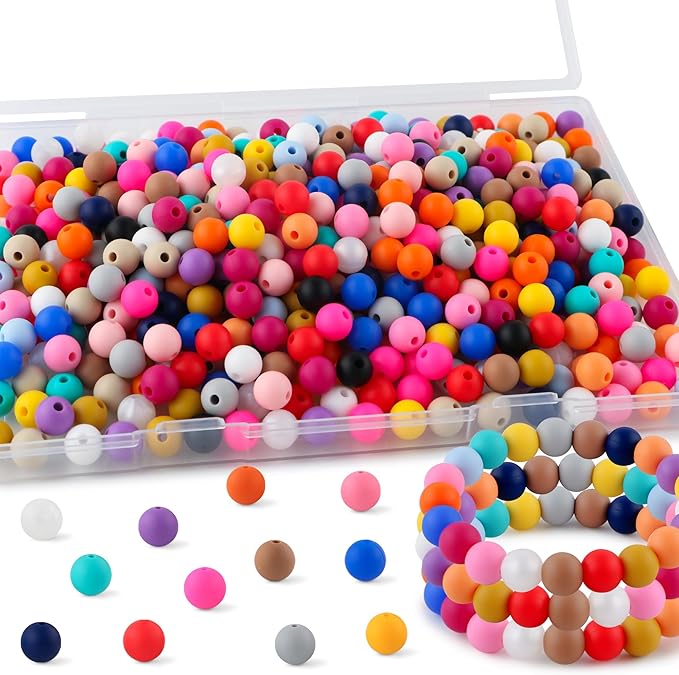 300Pcs 9mm Silicone Beads for Keychain Making and Bracelet Making, 20 Colors by Homepage