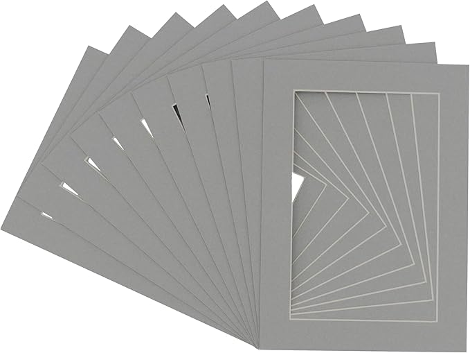 11x14 Mat for 8.5x11 Photo - Precut Mid Grey Picture Matboard for Frames Measuring 11 x 14 Inches - Bevel Cut Matte to Display Art Measuring 8.5 x 11 Inches - Acid Free Pack of 25 MATS