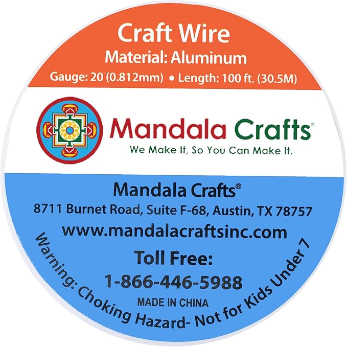 Mandala Crafts 20 Gauge Anodized Aluminum Craft Wire for Jewelry Making - 100 FT Colored Flexible Ice Blue Wire - Bendable for Bonsai Armature Crafting Sculpting