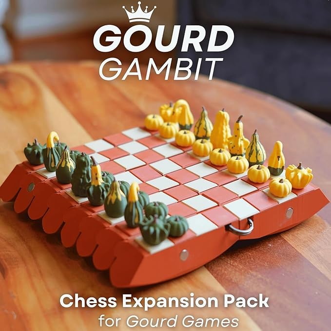 Pumpkin Game Set: Magnetic Chess Checkers, Cribbage, Dice Tower, Card Holder, Gourd Gambit Pumpkin Chess Expansion Pack for Gourd Games, 3D Printing Portable Adult Pumpkin Board Game Set(#2)