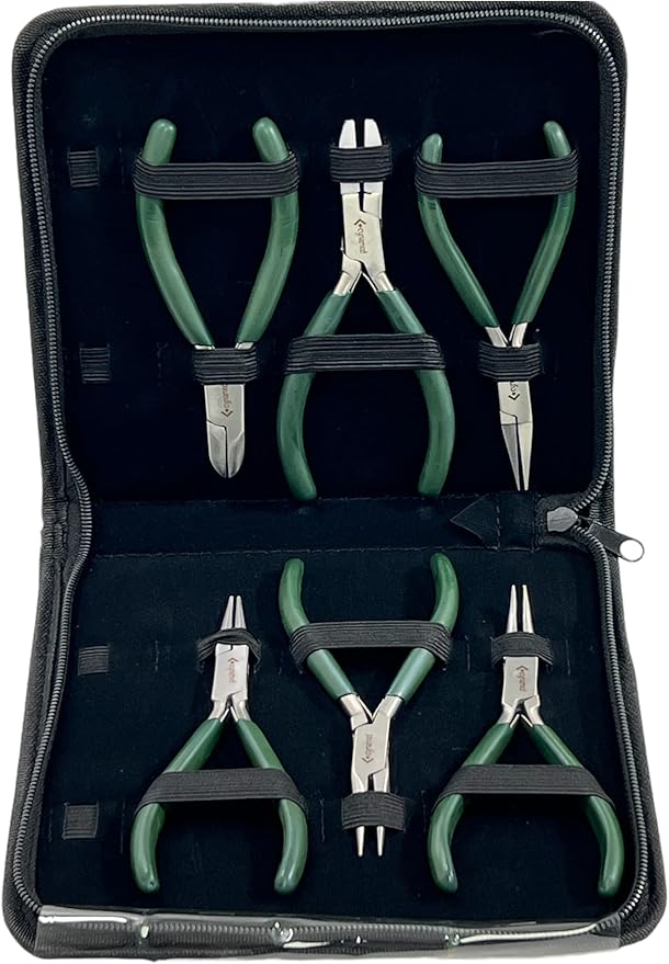 Premium 7-Pcs Jewelers Pliers Set Jewelry Tools Kit -Jewelry Making Pliers Tools with Needle Nose Pliers/Chain Nose Pliers, Round Nose Pliers, Nylon Jaw Pliers, Wire Cutter, Bent Nose Pliers With Case