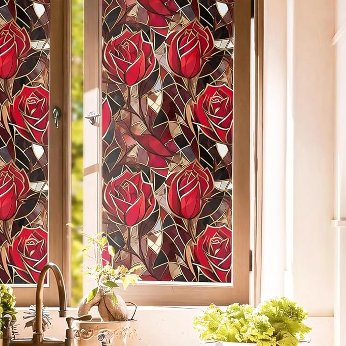 Modern Glaze Mosaic Red Roses 16“x118 Window Films Decorative Window Privacy by Unknown