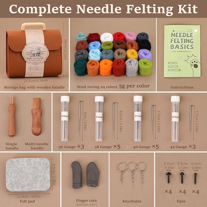 ZXIIXZ Needle Felting Kit, 24 Colors Felting Wool Kit - Image 2