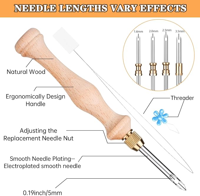 2 Sets Punch Needle Kit with Storage Box, Adjustable Tool with - Image 3