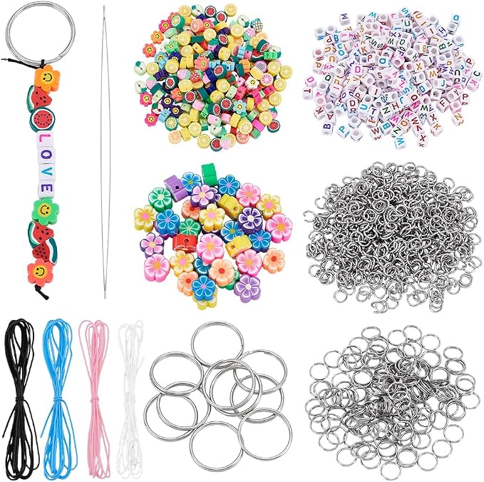 CRAFTYMELODY 606Pcs DIY Keychain Making Crafts Kits Beaded Keychain Making Kit by CRAFTYMELODY