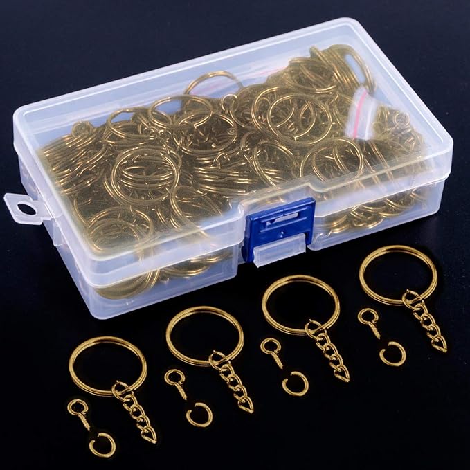 Swpeet 450Pcs Bronze 1" 25mm Key Chain Rings Kit, Including 150Pcs Keychain - Image 7