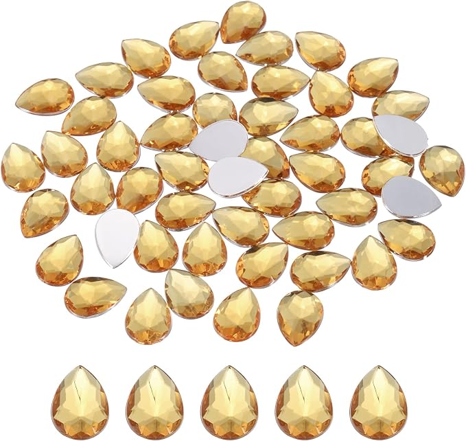 MECCANIXITY 50PCS Flat Back Acrylic Teardrop Gems 10x14mm Artificial Rhinestones by MECCANIXITY