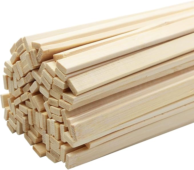 100pcs 15.7x0.35 Inch Strong Natural Bamboo Sticks, Wooden Craft Sticks, Extra Long Sticks, Wood Strips for Craft Projects
