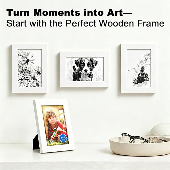 RPJC 4x6 Picture Frames Made of Solid Wood High Definition Glass - Image 2