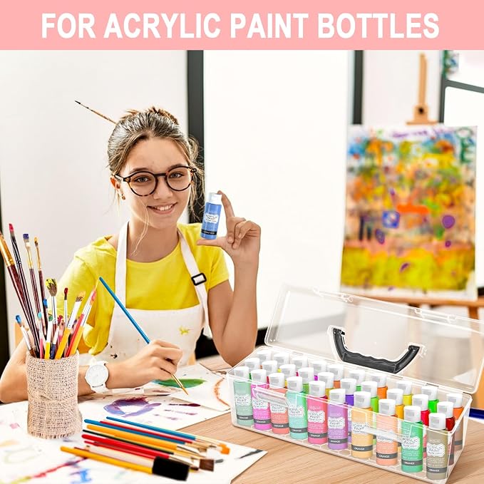 Vowcarol Acrylic Paint Storage Box, 30 Bottles Capacity Acrylic Paint Organizer - Image 7