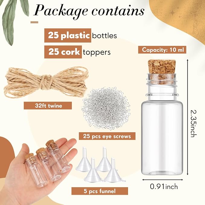 Bokon 25set 10ml Mini Plastic Bottles - Image 2