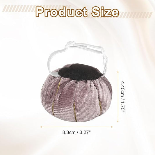 HARFINGTON Wrist Pin Cushion Wristband Sewing Pincushion Polyester Pin Holder Wearable Pumpkin Shaped Needles Wristband for Sewing Quilting Needlework DIY Crafts, Gray
