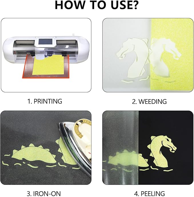 guangyintong Glow Glitter Light Yellow Heat Transfer Vinyl HTV Rolls, 12" x 8ft Iron on Vinyl for T-Shirts, Glitter HTV Vinyl for All Cutter Machines Easy to Cut & Weed for DIY Design