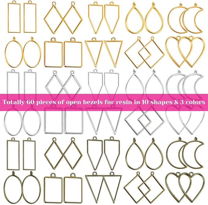 Shynek 60Pcs Hollow Frame Pendants - Image 2