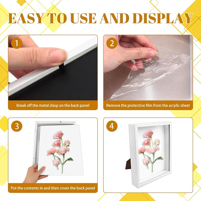VOKOY 2 Pack 8" x 10" Shadow Box Frame, Wooden White Hollow Photo Frame - Image 6