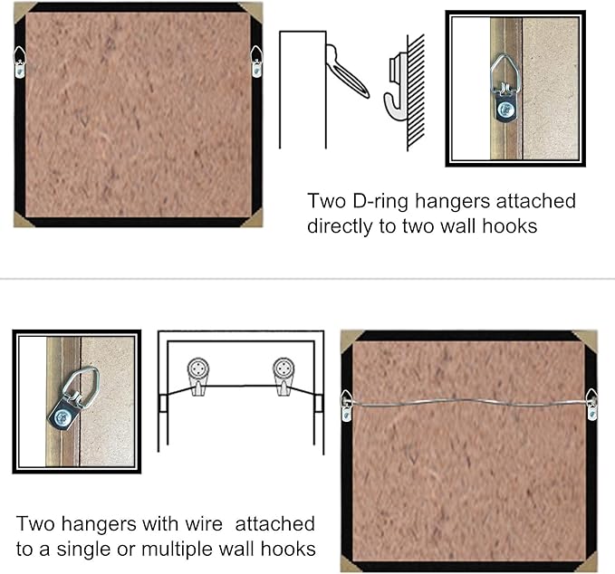 150 Pack Small D-Ring Steel Picture Hangers with Screws Picture Frames Picture Hang Solutions, for Hanging Clock Paintings Artwork Picture Frame Hook Photos