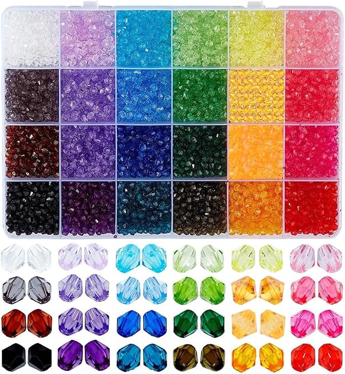 PH PandaHall 5808pcs Faceted Crystal Beads 4mm Acrylic Bicone Beads 24 Colors by PHPandaHall
