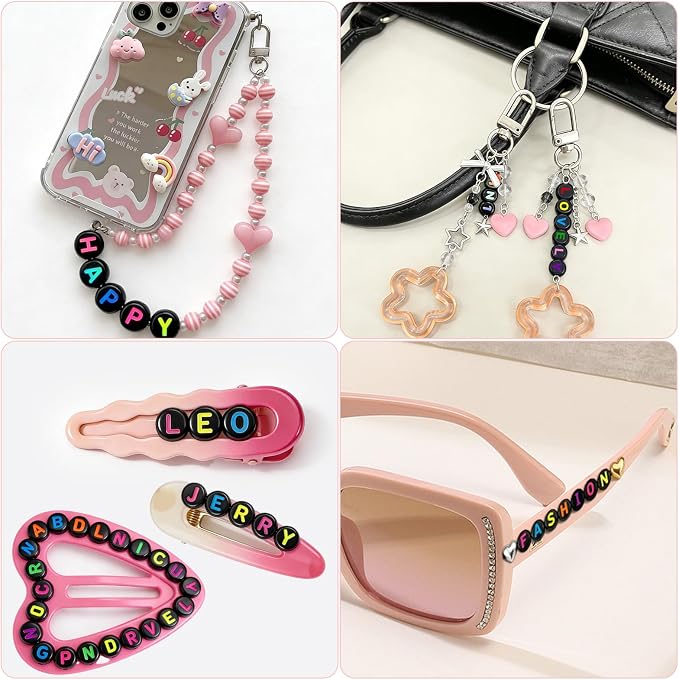 1000PCS Letter Beads for Threading, 4 x 7 MM Acrylic Round Alphabet Beads for - Image 7