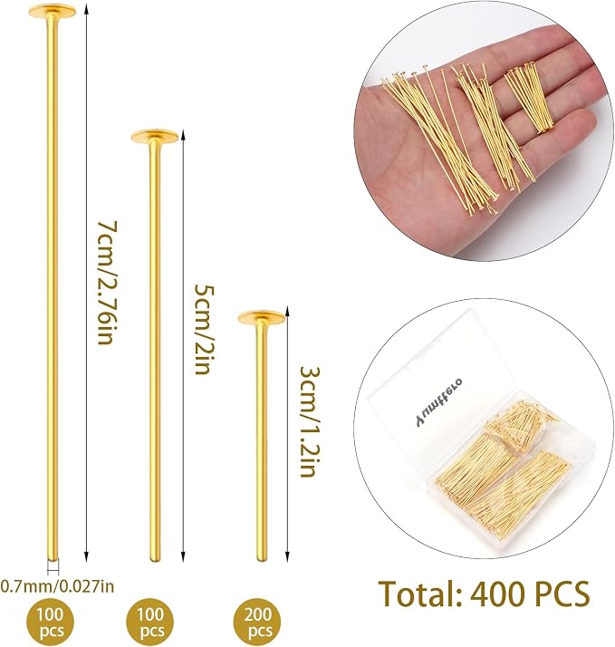 400 PCS 30mm 50mm 70mm Mixed Length Head Pins - Image 2