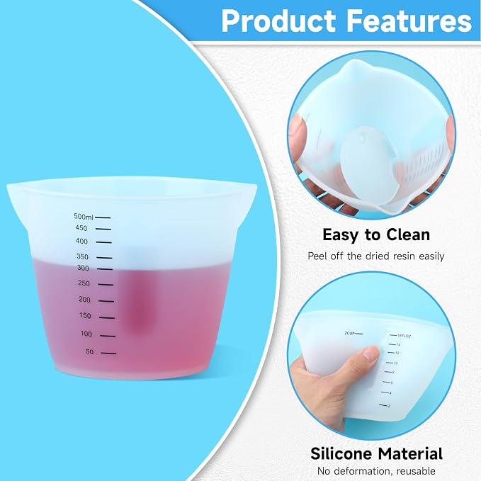 Gartful 500ml Reusable Silicone Resin Cups, Large Silicone Mixing Bowl - Image 5