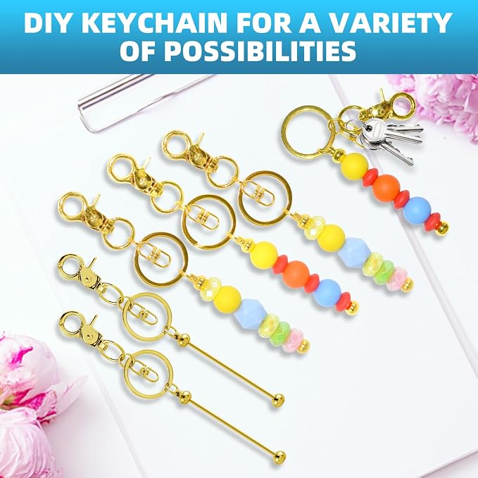 100 Pcs Beadable Keychains Bulk Kit – DIY Keychain Making Supplies - Image 5