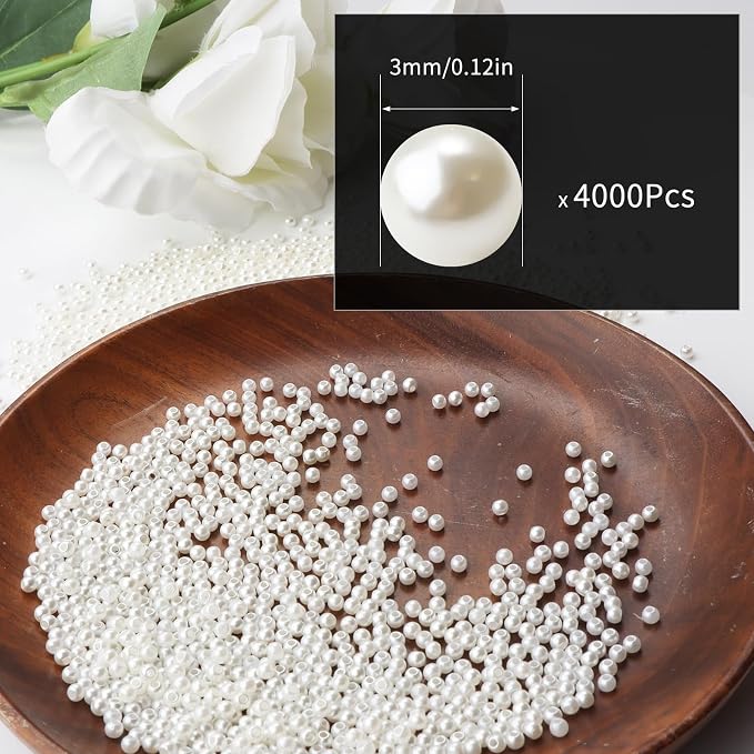 4000pcs Creamy White 3mm Pearl Beads - Image 2