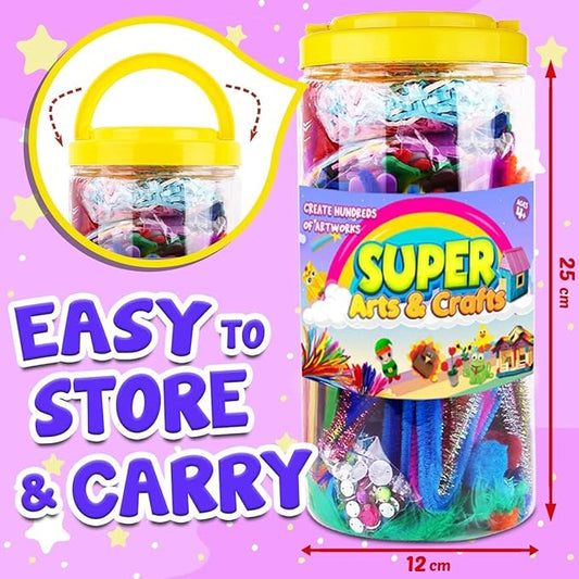 FUNZBO Arts and Crafts School Supplies for Kids -Kindergarten School Supplies Set with Glitter Glue Stick,Glue, Pipe Cleaners Craft and Kids' Scissor, Birthday Gifts for Girls Boys Age 4+