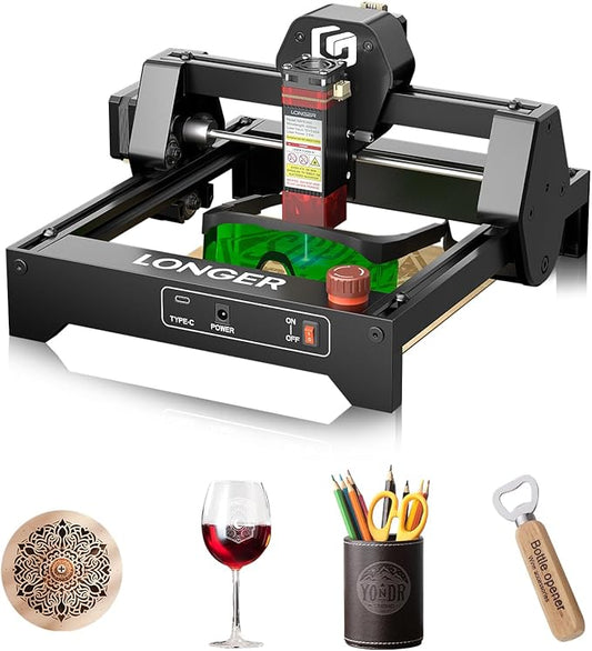 LONGER Ray5 mini Laser Engraver, 32-Bit High-Speed 12000mm/min, 0.04mm Compressed Spot, WiFi APP Control, 130×140mm Engraving Area, Eye Protection, for Wood, Acrylic, Paper (3.5W)