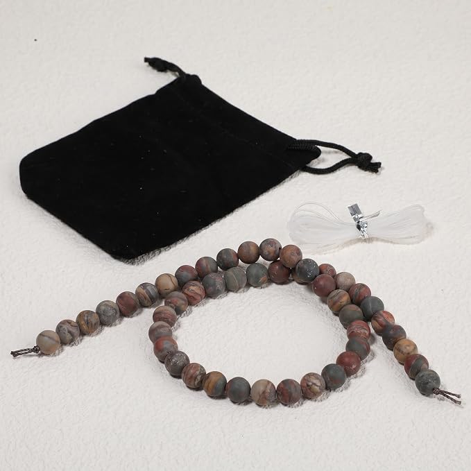 8mm Matte Picasso Jasper Bead, 15-Inch Matte Round Loose Stone Beads - Image 7