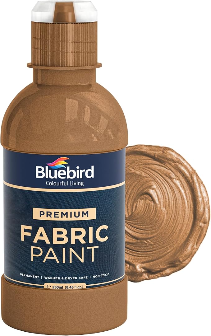 BLUEBIRD Fabric Paint, Copper Brown, 8.5 Fl Oz, Permanent Fabric Paints by BluebirdArts