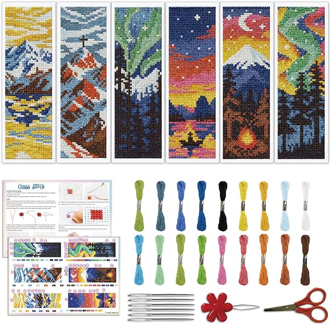 ACRNIGHEET 6PCS Cross Stitch Bookmark Kit by ACRNIGHEET
