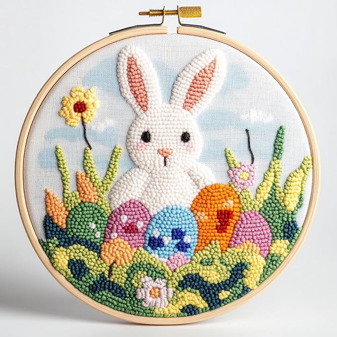 RUIQLXHANG Punch Needle Kits for Beginners, Cute Cartoon Easter Rabbit and Eggs by RUIQLXHANG