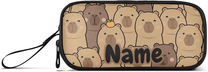 Custom Cute Capybara with Orange Pencil Case Box Boys Girls Personalized Name - Image 6