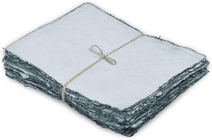 LEATHER VILLAGE Grey Deckled Edge Handmade Watercolor Paper 6x8 | 50 Sheets of by LeatherVillage