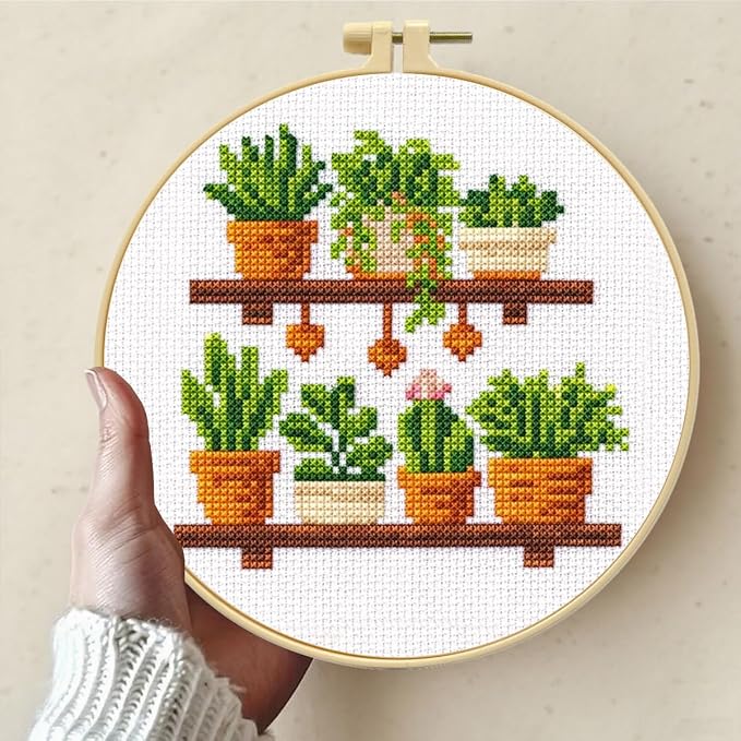 Zhenqing Wooden Plant Shelf Stamped Cross Stitch Kit - Image 6