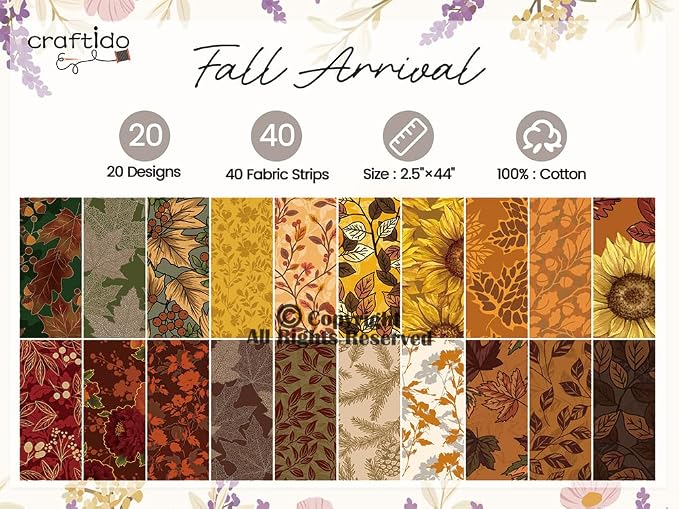 Craftido-20 Options-100% Cotton Jelly Roll Fabric Precut Strips - Image 4