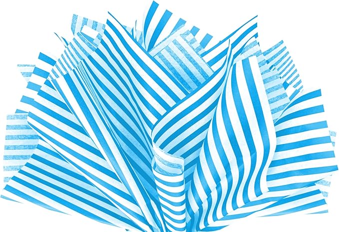 Flexicore Packaging Turquoise Blue Pin Stripe Print Gift Wrap Tissue Paper Size: 15 Inch X 20 Inch | Count: 100 Sheets | Color: Turquoise Pin Stripe